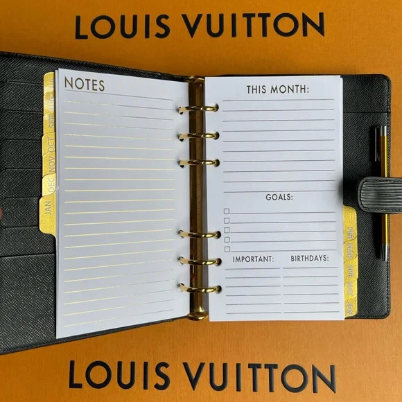 2025 Fits Louis Vuitton Agenda Monthly Tabbed Insert Refill Calendars+